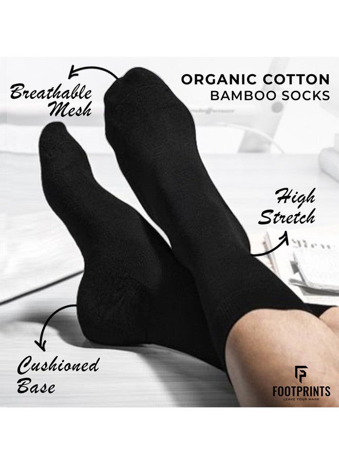 FOOTPRINTS FOOTPRINT Men 5 Pairs Anti Odour Organic Cotton Calf-Length Solid Bamboo Formal Socks - Image 4